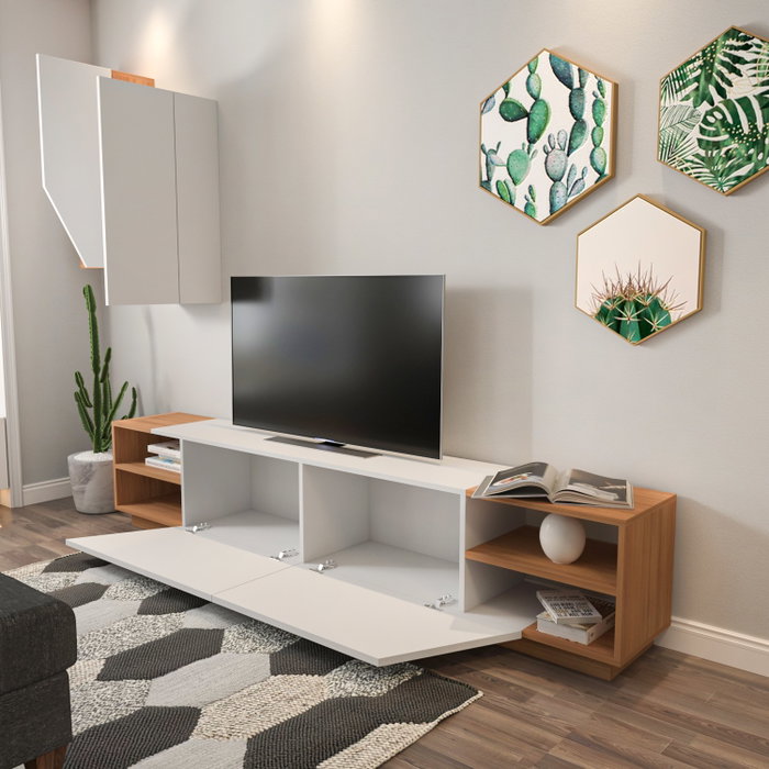 Hanah Home Mueble de TV Zebra Blanco y Teca Hanah Home Mueble de TV Zebra Blanco y Teca